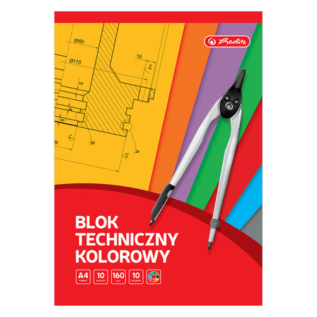 Herlitz Blok techniczny A4, 10 kartek, kolorowy (1)