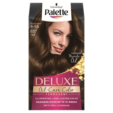 Palette Deluxe Oil-Care Color Farba do włosów 760 (4-65) olśniewający  brąz (1)