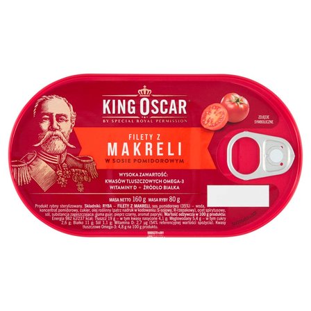 King Oscar Filety z makreli w sosie pomidorowym 160 g (1)