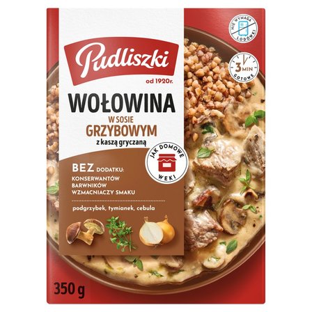 Pudliszki Wołowina w sosie grzybowym z kaszą gryczaną 350 g (1)