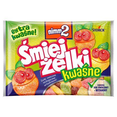 nimm2 Śmiejżelki kwaśne Żelki owocowe wzbogacone witaminami 100 g (1)