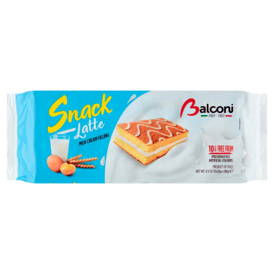 Balconi Snack Latte Wypiekany wyrób cukierniczy z nadzieniem mlecznym 280 g (10 x 28 g) (1)