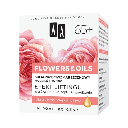 AA Flowers&Oils 65+ Efekt Liftingu Krem przeciwzmarszczkowy na dzień i na noc 50 ml (5)