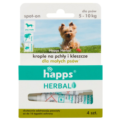 Happs Herbal Krople na pchły i kleszcze dla małych psów 4 x 1 ml (1)