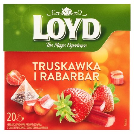 Loyd Herbatka owocowa aromatyzowana o smaku truskawki z dodatkiem rabarbaru 40 g (20 x 2 g) (1)