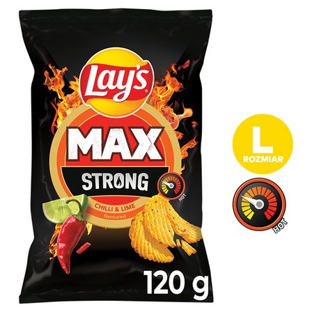 Lay's Max Strong Chipsy ziemniaczane karbowane o smaku ostrego chilli i limonki 120 g (2)