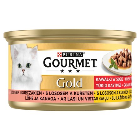 Gourmet Gold Karma dla kotów łosoś i kurczak w sosie z pomidorami 85 g (1)