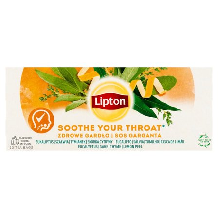 Lipton Herbatka ziołowa z naturalnym aromatem zdrowe gardło 26 g (20 torebek) (1)