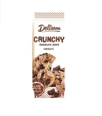 Delisana Crunch ciastka z kawałkami czekolady 20% 130g (1)