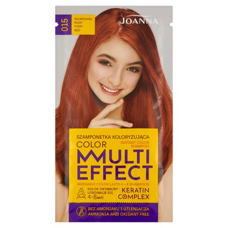 Joanna Multi Effect color Szamponetka koloryzująca płomienny rudy 015 35 g (1)