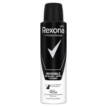 Rexona Men Invisible Black + White Antyperspirant w aerozolu 150 ml (1)