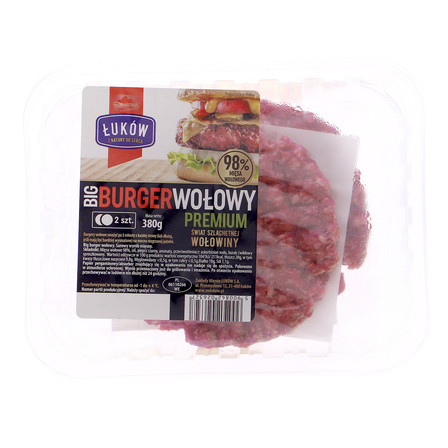 Łuków big burger wołowy premium 2 sztuki 380g (1)