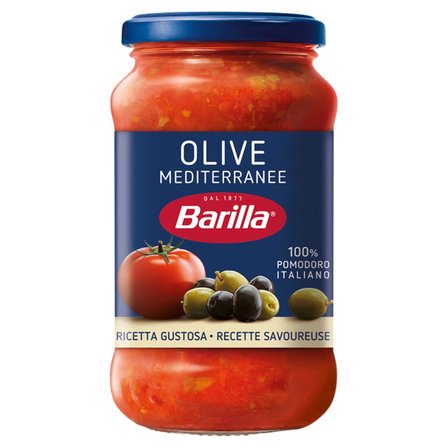 Barilla Olive Sos do makaronu pomidorowy z zielonymi i czarnymi oliwkami 400 g (1)