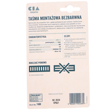 TECHNICQLL  TAŚMA MONTAŻOIWA 1,5MX19MM B/BA (2)