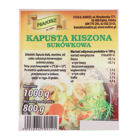 MAKISZ KAPUSTA KISZONA SURÓWKOWA 800G (2)