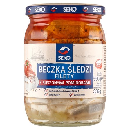 Seko Beczka śledzi Filety z suszonymi pomidorami 550 g (1)