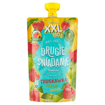 Drugie śniadanie Mus 100 % truskawka jabłko banan 180 g (1)