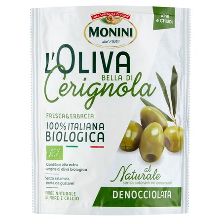 Monini L'Oliva Bella di Cerignola Naturalne oliwki zielone drylowane 150 g (1)