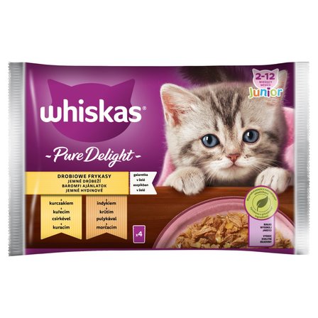 Whiskas Pure Delight Junior Mokra karma dla kociąt drobiowe frykasy galaretka 340 g (4 x 85 g) (1)