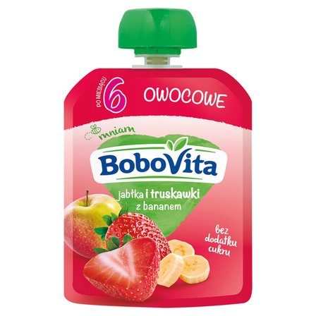 BoboVita Mus jabłka i truskawki z bananem po 6. miesiącu 80 g (1)