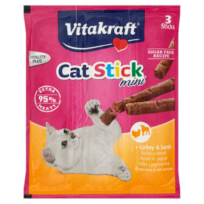 Vitakraft Cat Stick Mini Indyk i jagnięcina Karma uzupełniająca dla kotów 18 g (3 sztuki) (1)