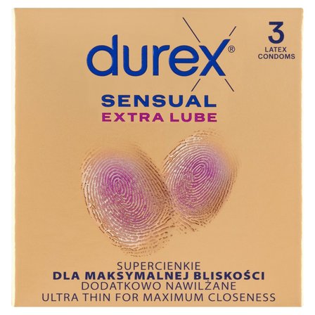 Durex Sensual Extra Lube Wyrób medyczny prezerwatywy 3 sztuki (1)