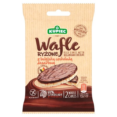 Kupiec Wafle ryżowe z belgijską czekoladą deserową 30 g (2 sztuki) (1)