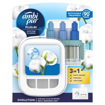 Ambi Pur 3Volution Elektryczny odświeżacz powietrza, zestaw startowy, Cotton 20 ml (1)