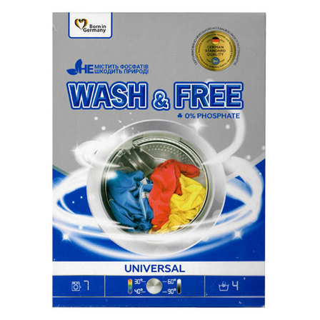 WASH&FREE Proszek do prania UNIWERSALNY 7 prań, 400 g (1)