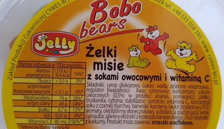 CYMES BOBO-JELLY Żelki misie owocowe z sokiem i witaminą C 400 g (2)