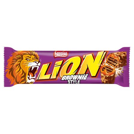 Lion Kakaowy wafel z kremem smaku brownie karmelem płatkami pszennymi oblany czekoladą mleczną 40 g (1)