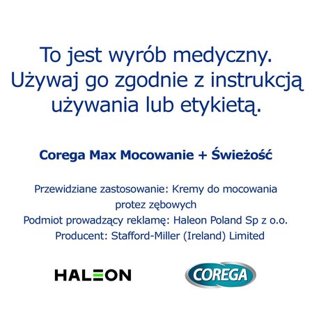 Corega Power Max Wyrób medyczny krem mocujący do protez zębowych podwójnie miętowy 40 g (9)