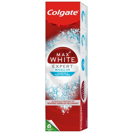 Colgate Max White Expert Micellar Pasta do zębów z profesjonalnym składnikiem wybielającym 75 ml (1)