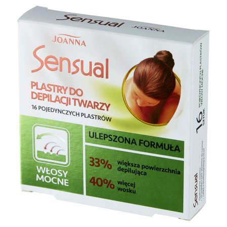 Joanna Sensual Plastry do depilacji twarzy włosy mocne 16 sztuk i Tubka z oliwką łagodzącą 10 ml (2)