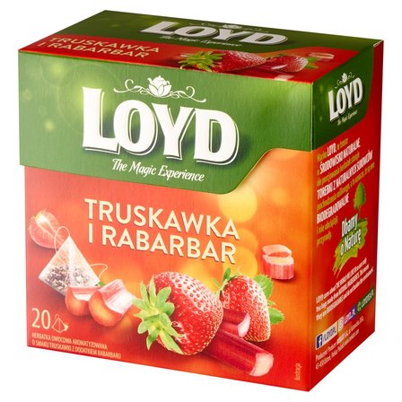 Loyd Herbatka owocowa aromatyzowana o smaku truskawki z dodatkiem rabarbaru 40 g (20 x 2 g) (2)