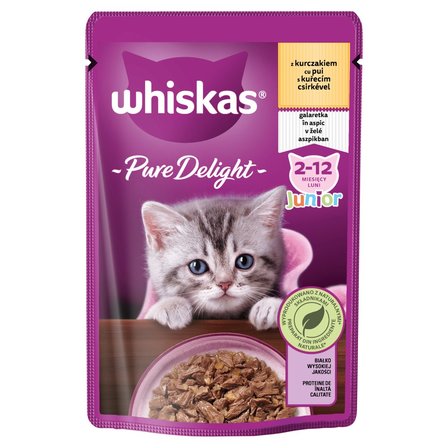 Whiskas Pure Delight Junior Mokra karma dla kociąt z kurczakiem galaretka 85 g (1)