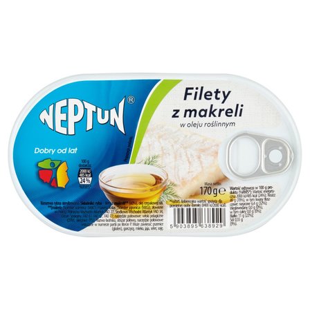 Neptun Filety z makreli w oleju roślinnym 170 g (1)
