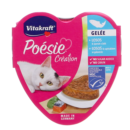 POESIE mokra karma dla kotów łosoś ze szpinakiem w galarecie  85g (1)