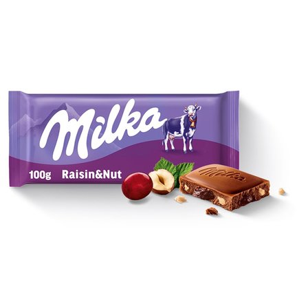 Milka Czekolada mleczna z rodzynkami i orzechami laskowymi 100 g (2)