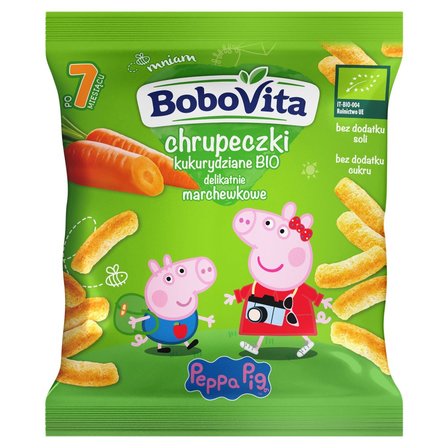 BoboVita Chrupeczki kukurydziane bio delikatnie marchewkowe po 7 miesiącu 20 g (1)