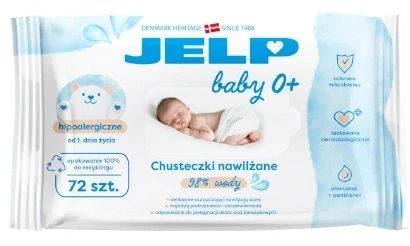 JELP Chusteczki nawilżane baby 0+ 72szt 98% wody (1)