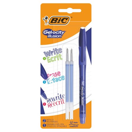 BiC Gel-ocity Illusion Długopis zmazywalny niebieski i 2 wkłady wymienne niebieskie (1)