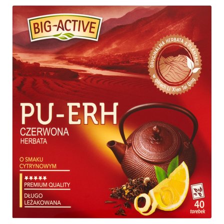 Big-Active Pu-Erh Herbata czerwona o smaku cytrynowym 72 g (40 torebek) (1)