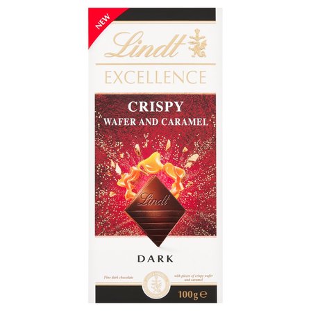 Lindt Excellence Gorzka czekolada z kawałkami kruchych wafelków i karmelu 100 g (1)