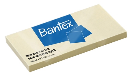 BANTEX BLOCZEK KARTEK SAMOPRZYLEPNYCH 50X40MM 3X100SZT (1)