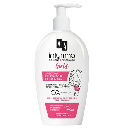 AA Intymna Ochrona&Pielęgnacja kremowa emulsja do higieny intymnej Baby Girls 0% 300 ml (1)