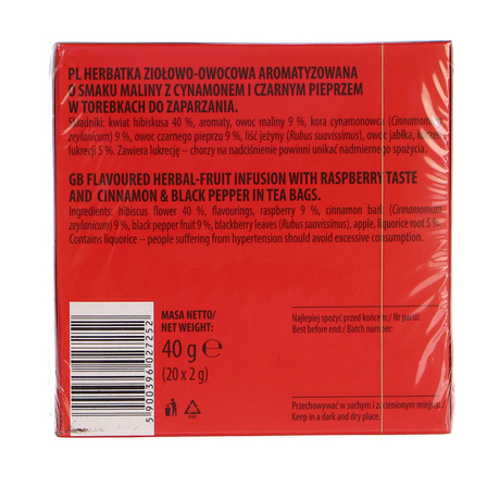 Loyd Herbatka ziołowo-owocowa rozgrzewająca malina z cynamonem i czarnym pieprzem 40 g (20 x 2 g) (3)