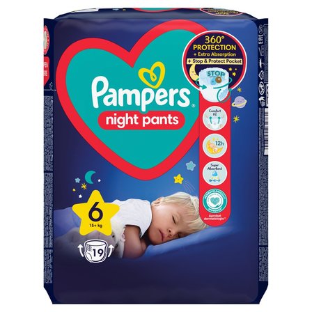 Pampers Night Pants Pieluchomajtki, rozmiar 6, 19 sztuk, 15kg+ (1)