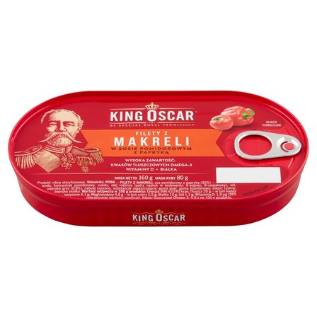 King Oscar Filety z makreli w sosie pomidorowym z papryką 160 g (2)