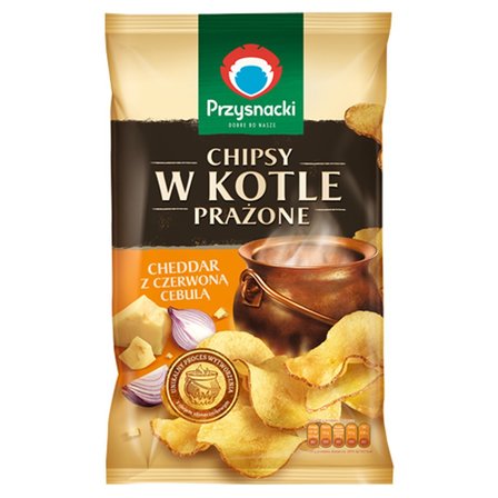 Przysnacki Chipsy w kotle prażone cheddar z czerwoną cebulą 125 g (1)